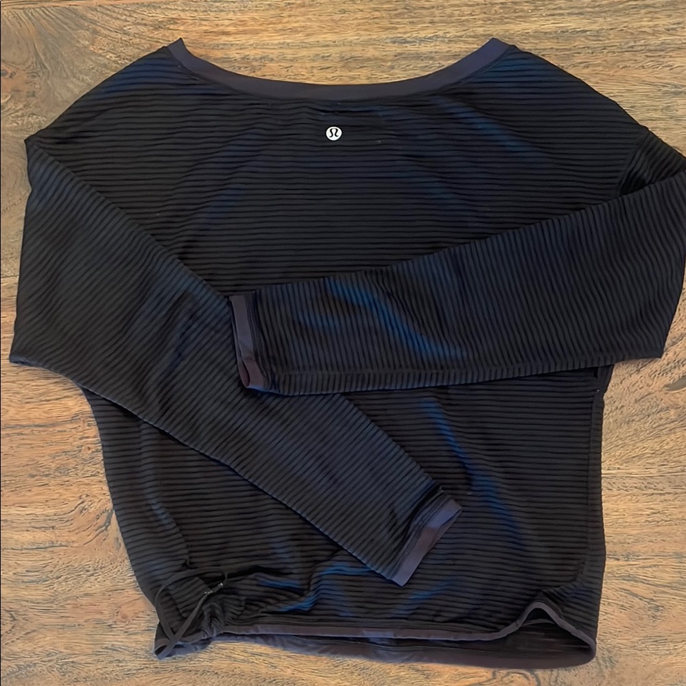 lululemon athletica Black Striped Long Sleeve Top